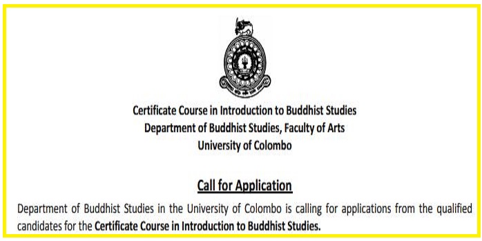 Certificate Course in Introduction to Buddhist Studies – 2019