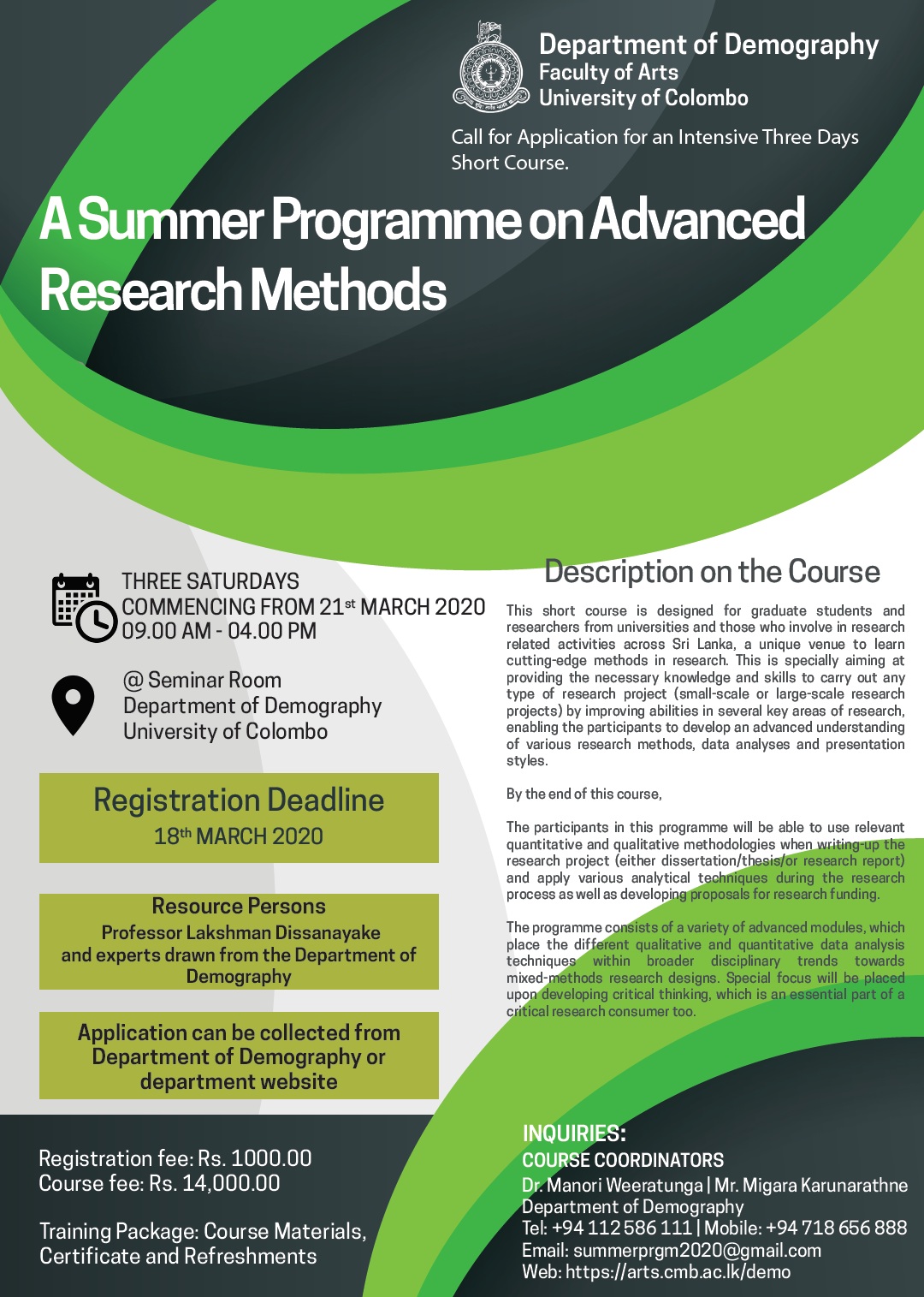A Summer Programme on Advanced Research Methods