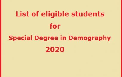 List of eligible students for Special Degree in Demography – 2020