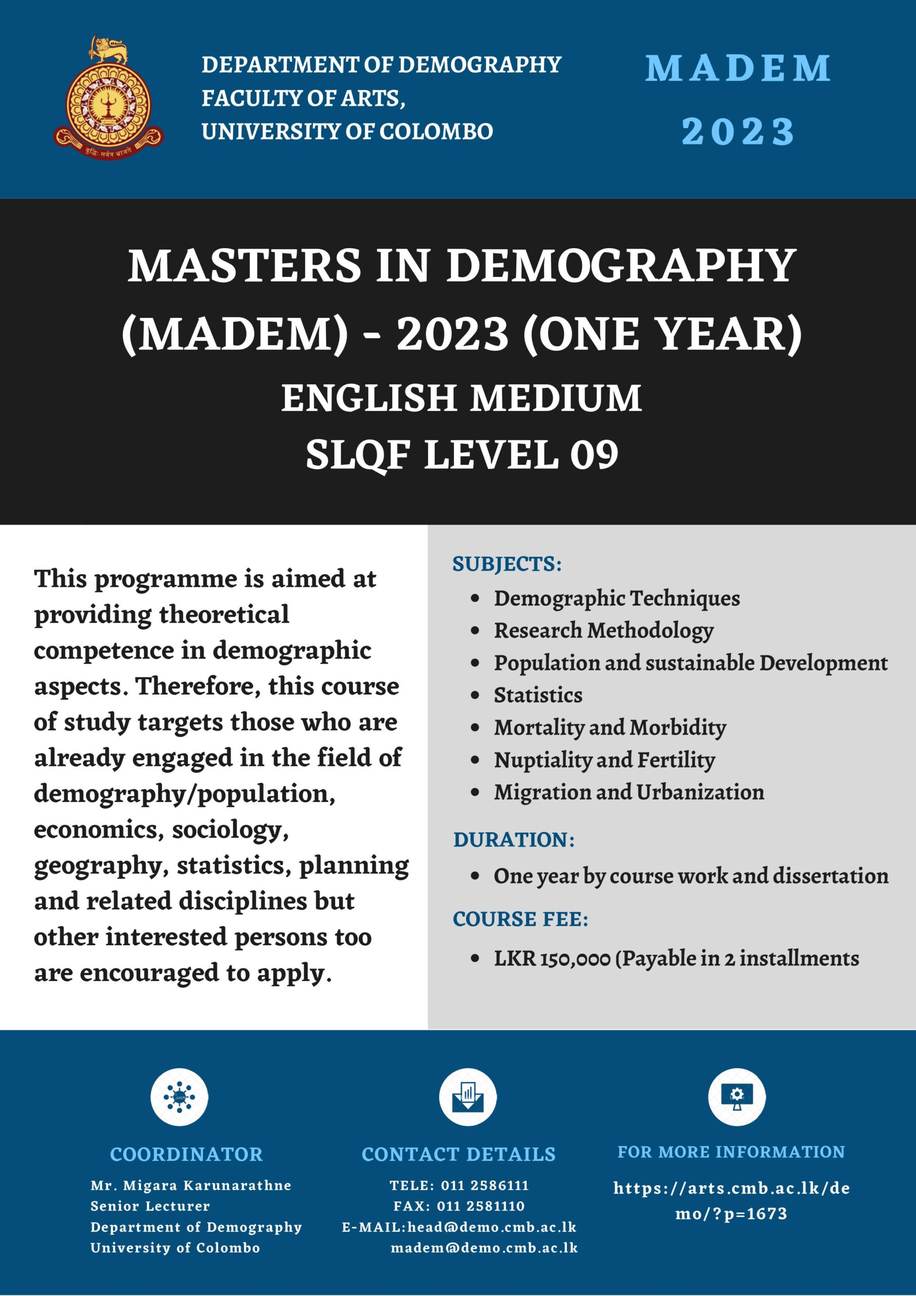 Study Programmes in Demography-2023 Study Programmes in Demography-2023