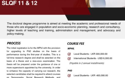 STUDY PROGRAMMES MPhil / PhD in Demography – 2024