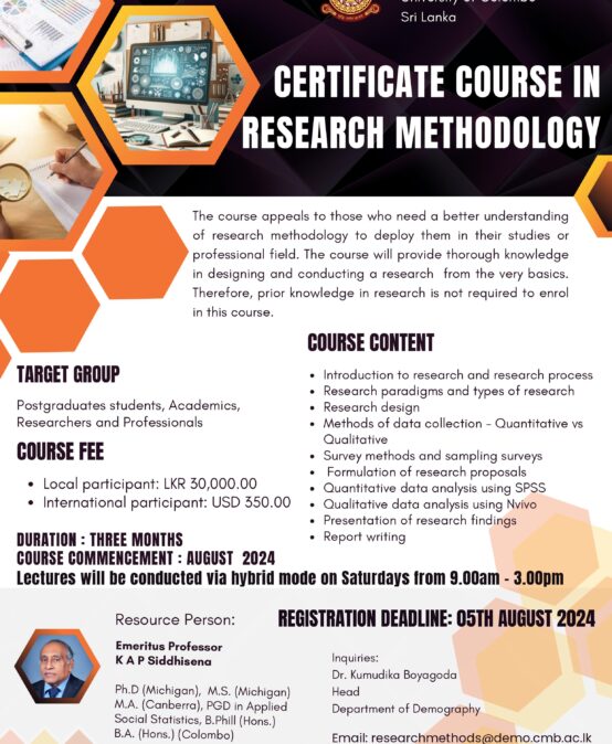 Call for application for the Certificate Course in Research Methodology- 2024