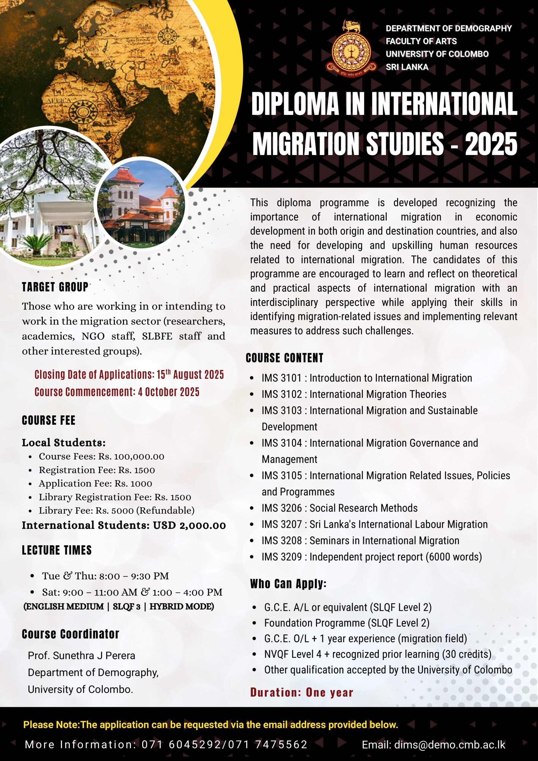 Study Programmes | Diploma in International Migration Studies (Dip. in IMS) – 2025