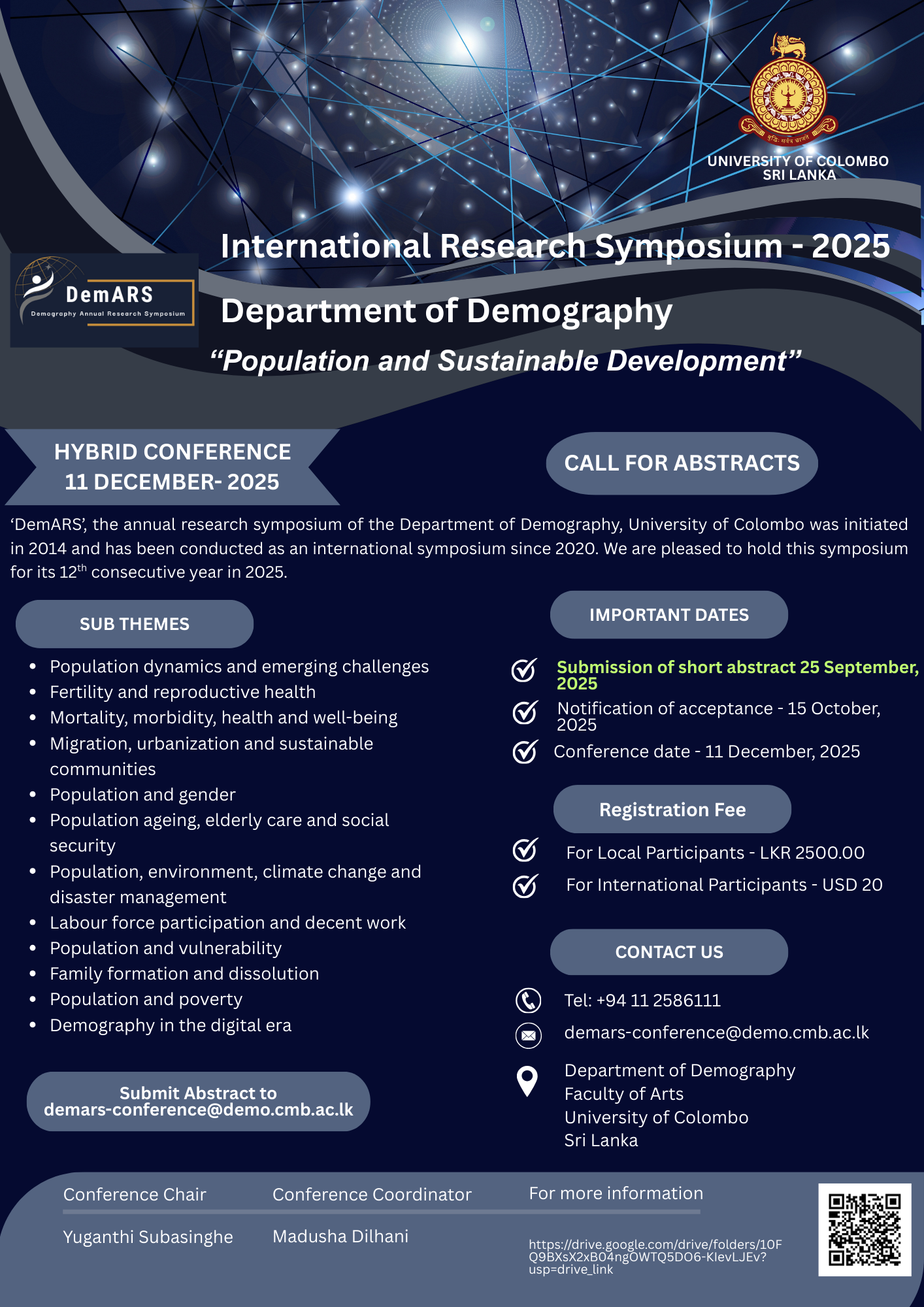 International Research Symposium (DemARS 2025)  Department of Demography Call for Abstracts International Research Symposium (DemARS 2025)  Department of Demography Call for Abstracts