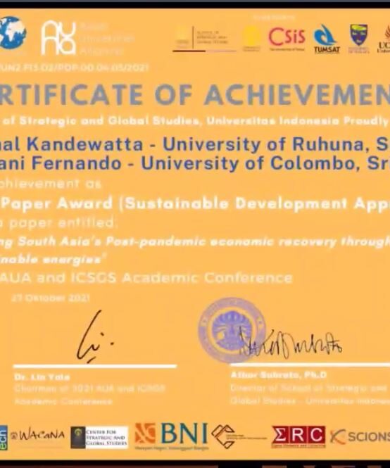 Best paper award at AUA conference