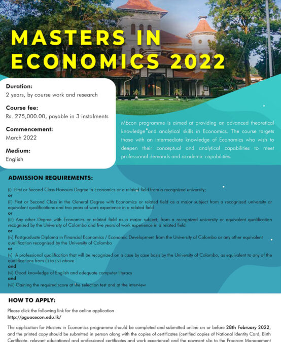 Masters in Economics 2022
