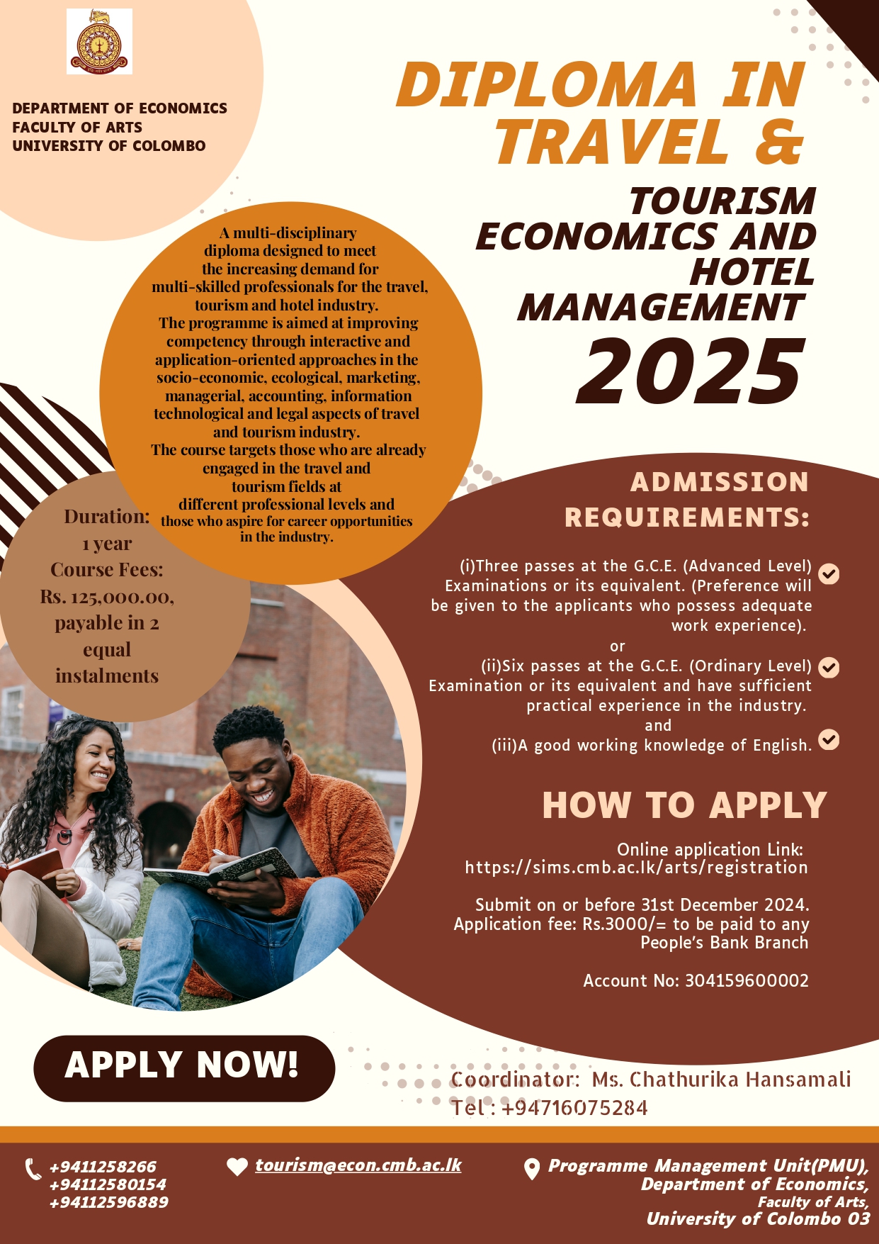 Diploma in Travel & Economics and Hotel Management – 2025