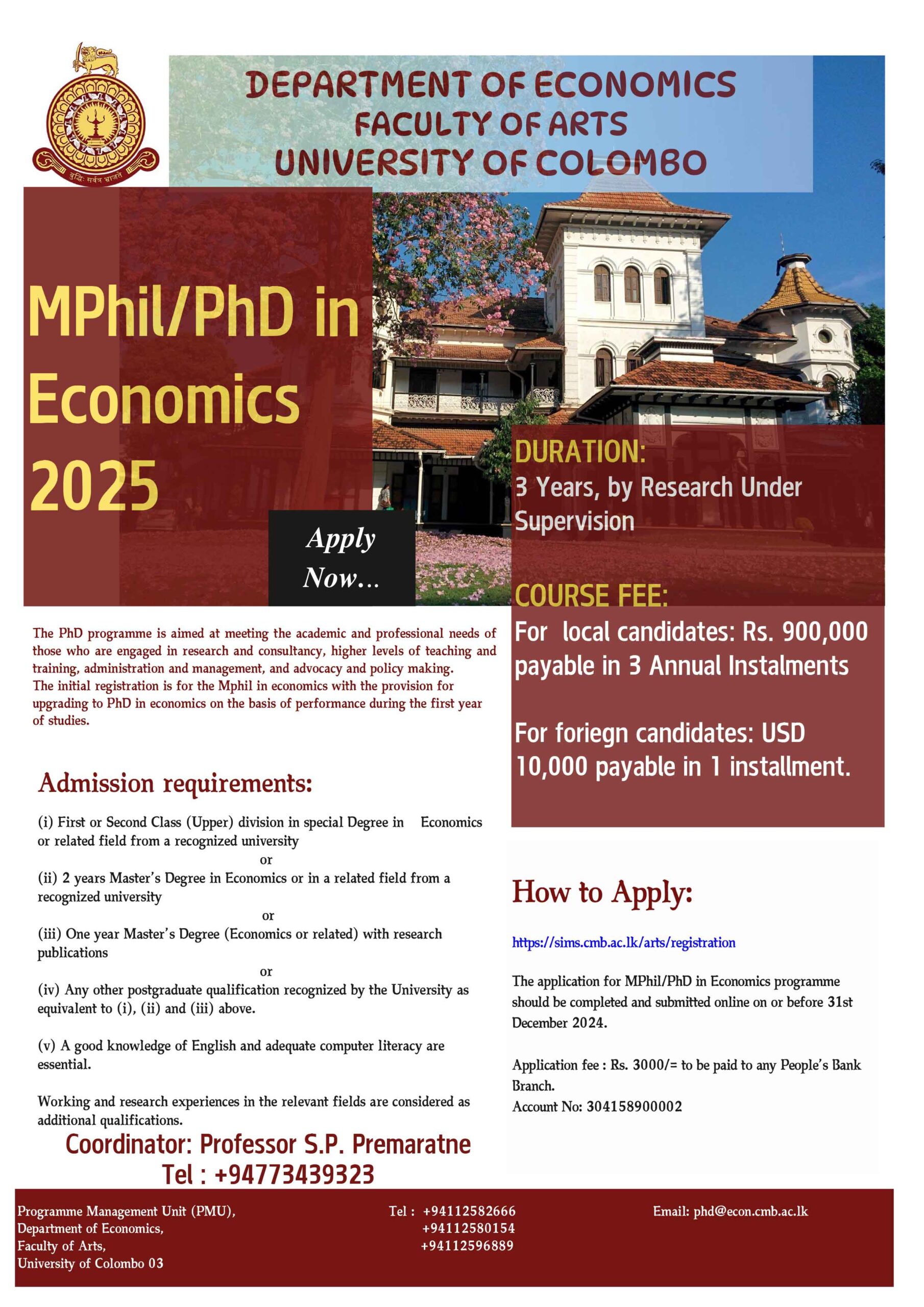 PhD program 2025-Dept. of Economics