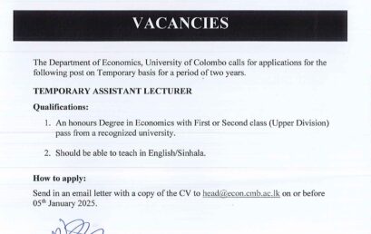 Post of Temporary Assistant Lecture