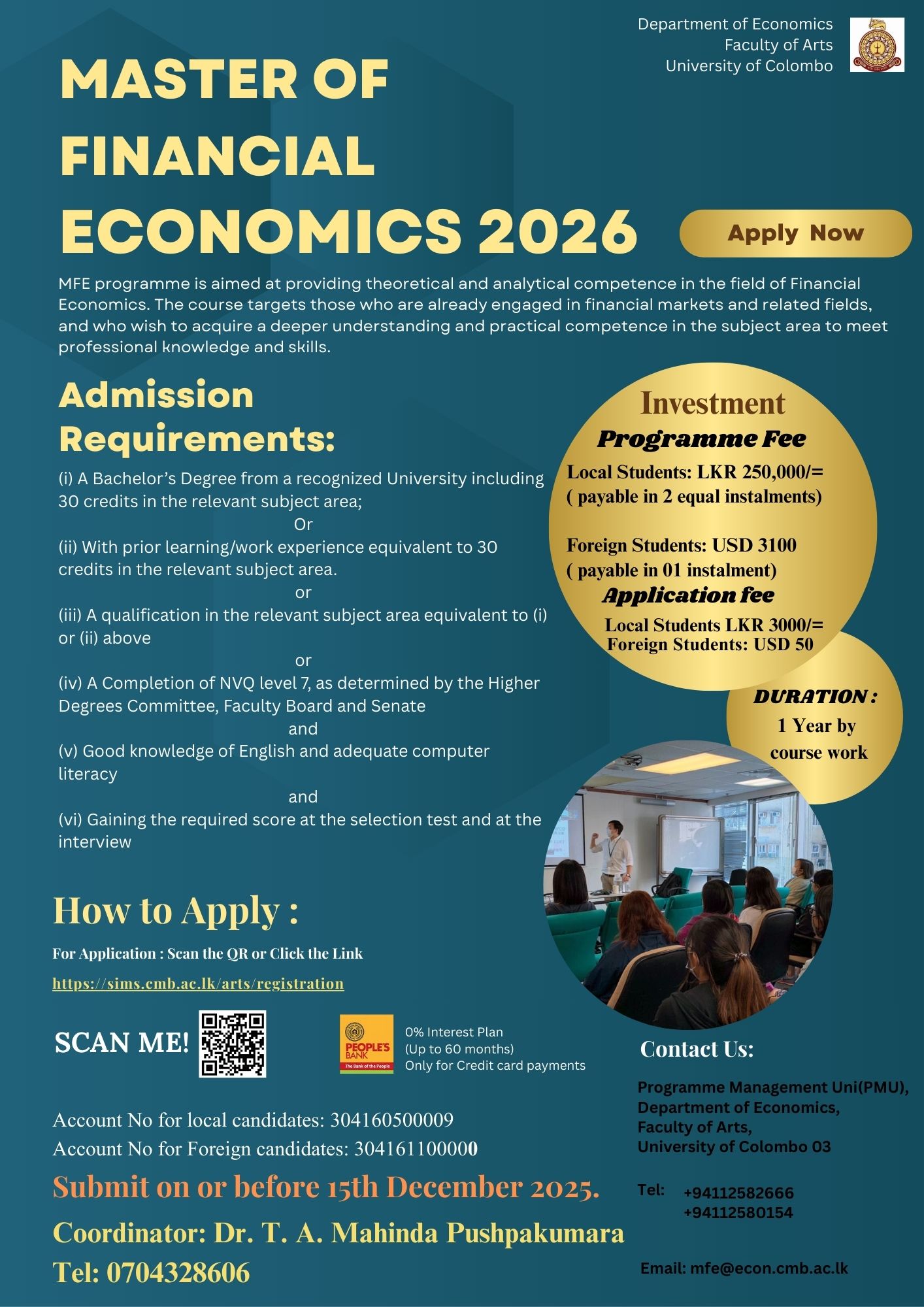 Master of Financial Economics – 2026