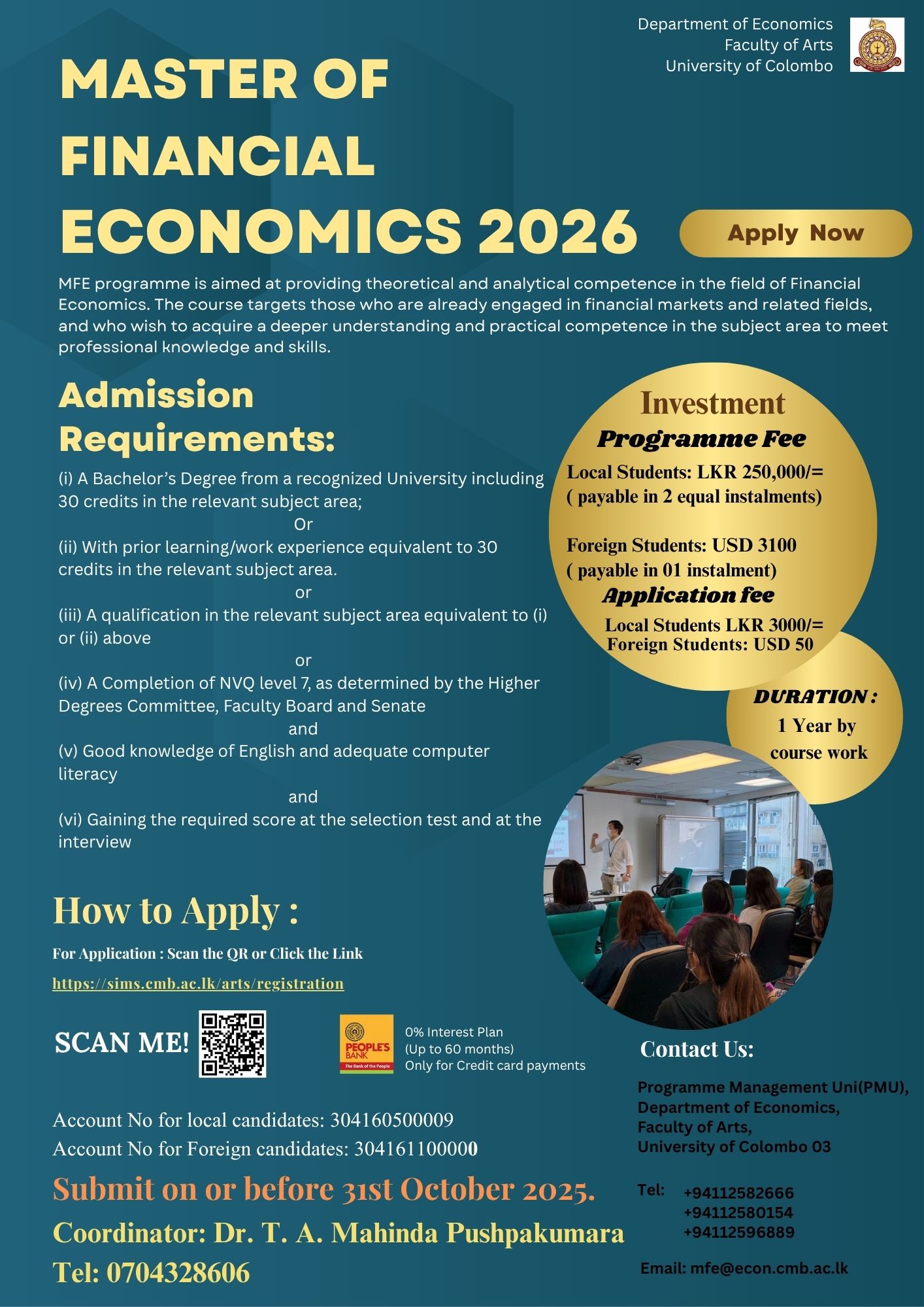 Master of Financial Economics – 2026