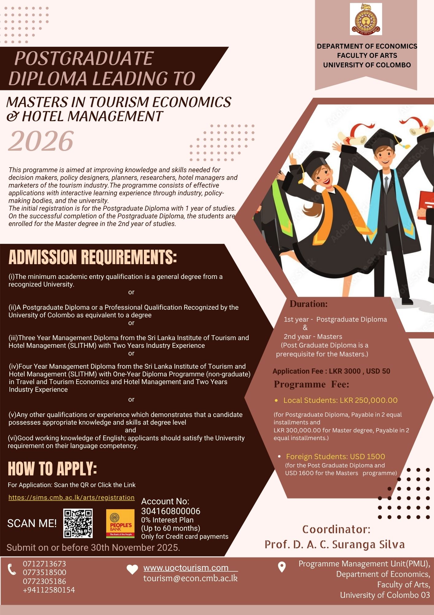 Postgraduate Diploma Leading to Masters in Tourism Economics & Hotel Management –
