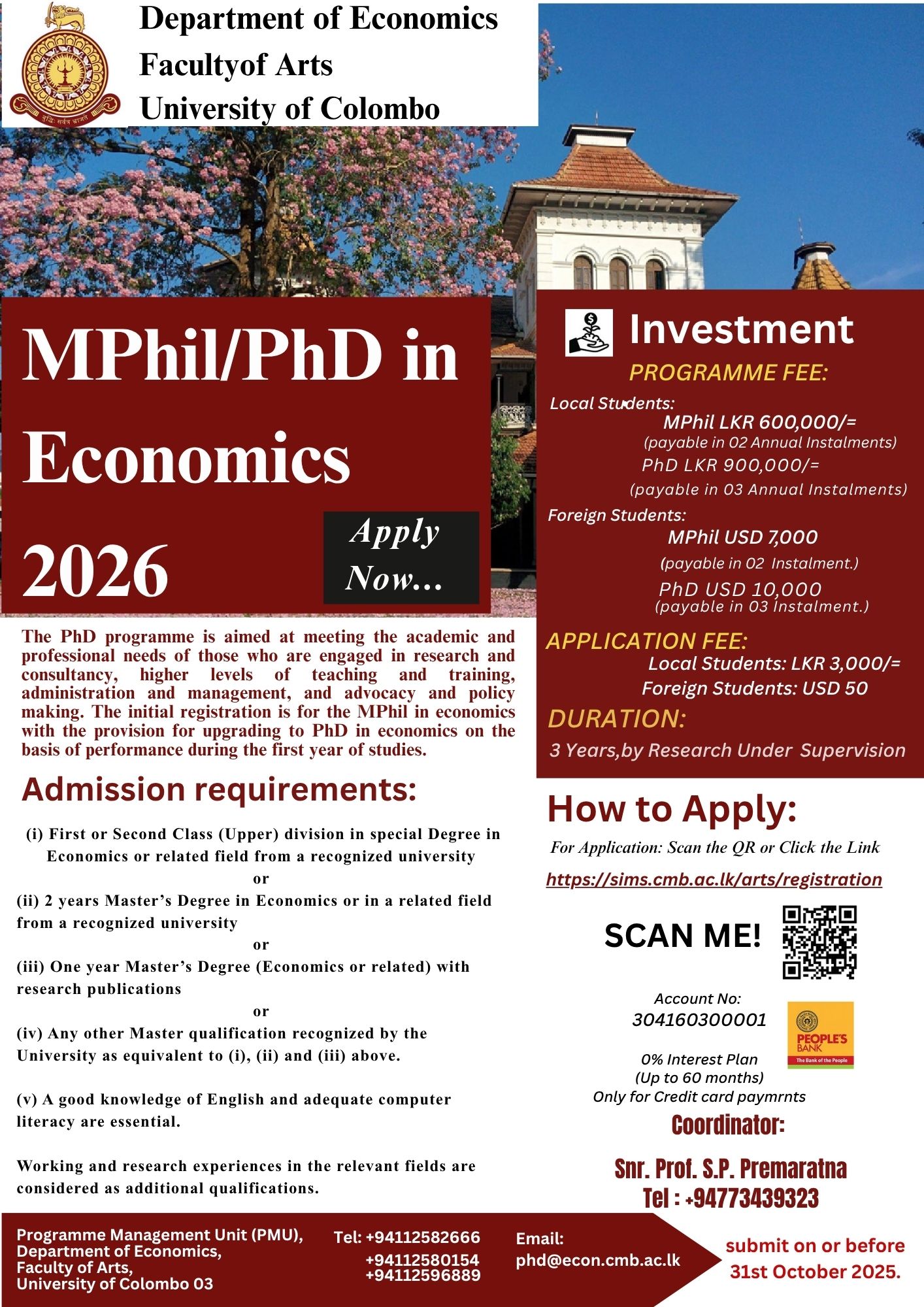 MPhil / PhD in Economics – 2026
