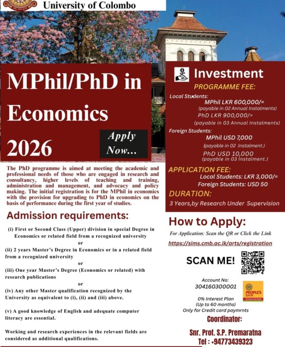 MPhil / PhD in Economics – 2026