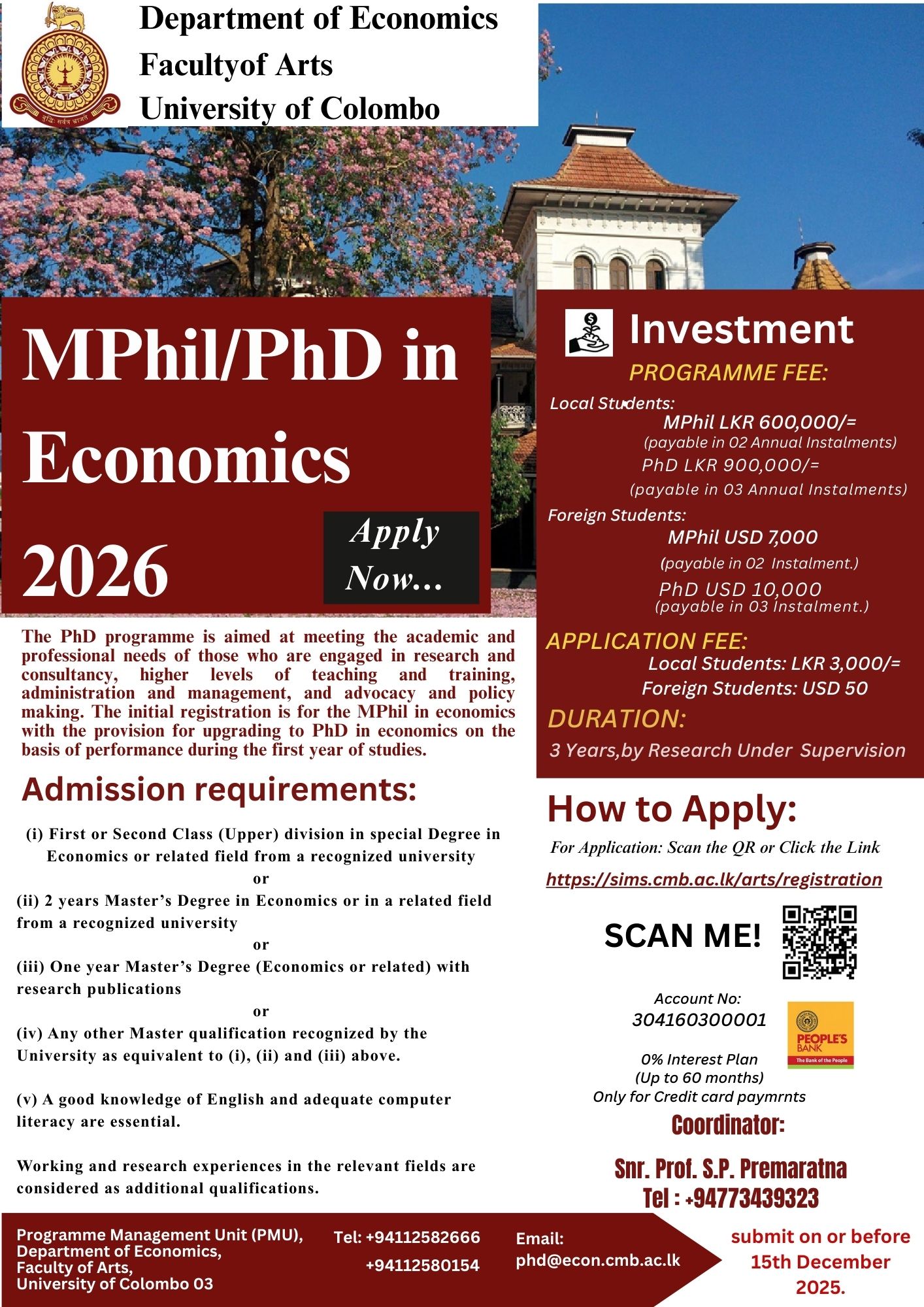 MPhil / PhD in Economics – 2026