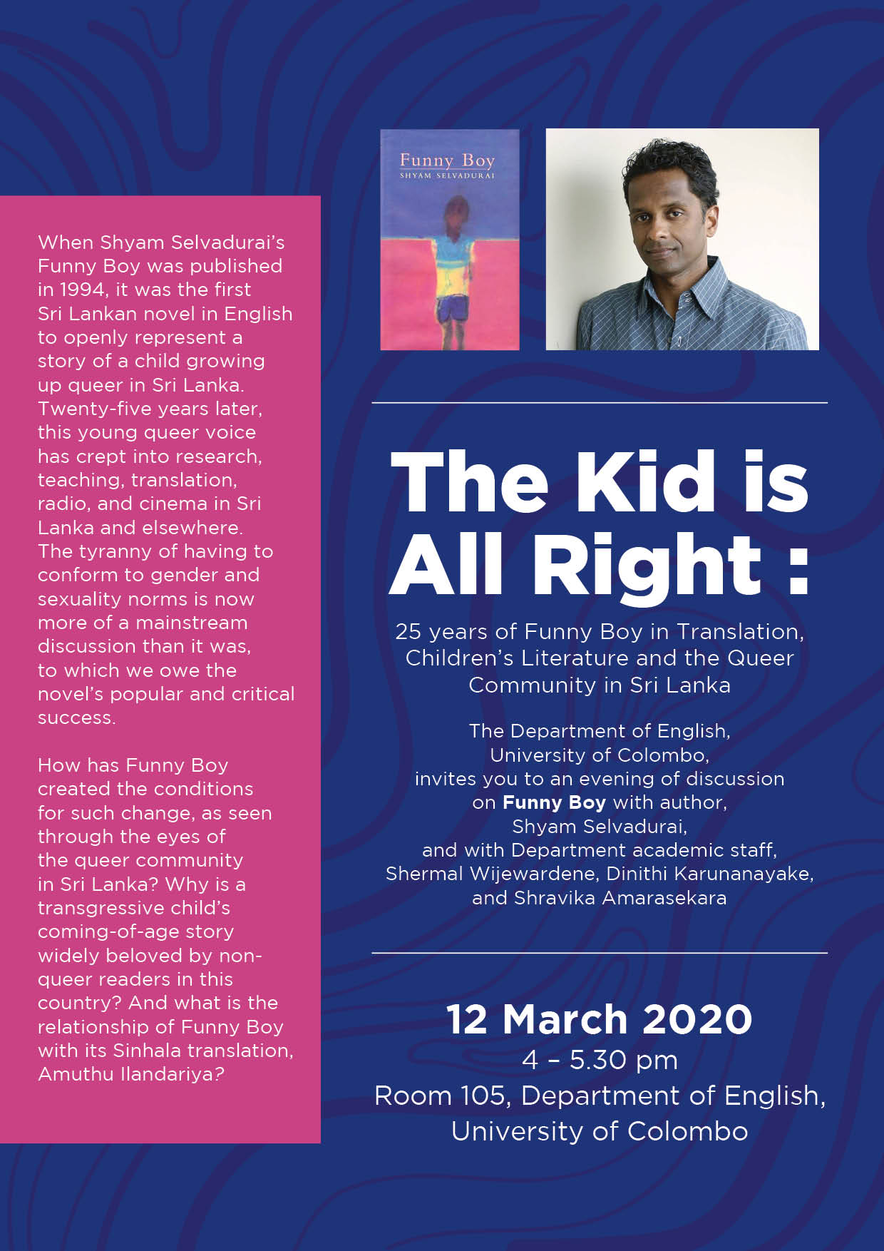 Discussion on Shyam Selvadurai’s “Funny Boy” – 12 March 2020