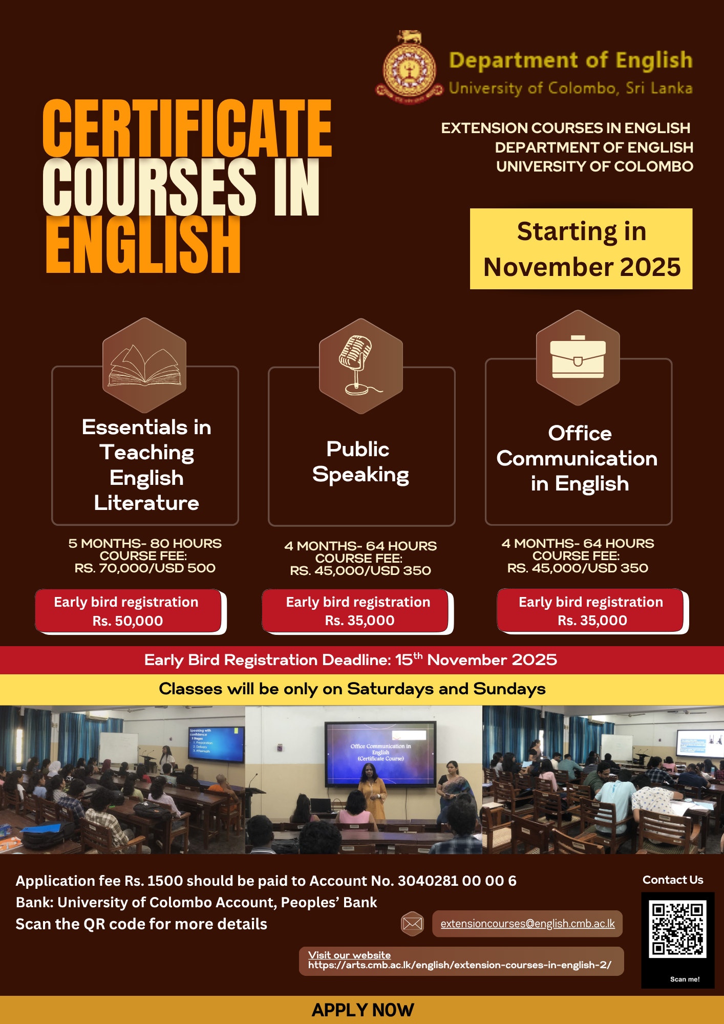Certificate courses in English
