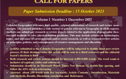 Colombo Geographer | Call for papers