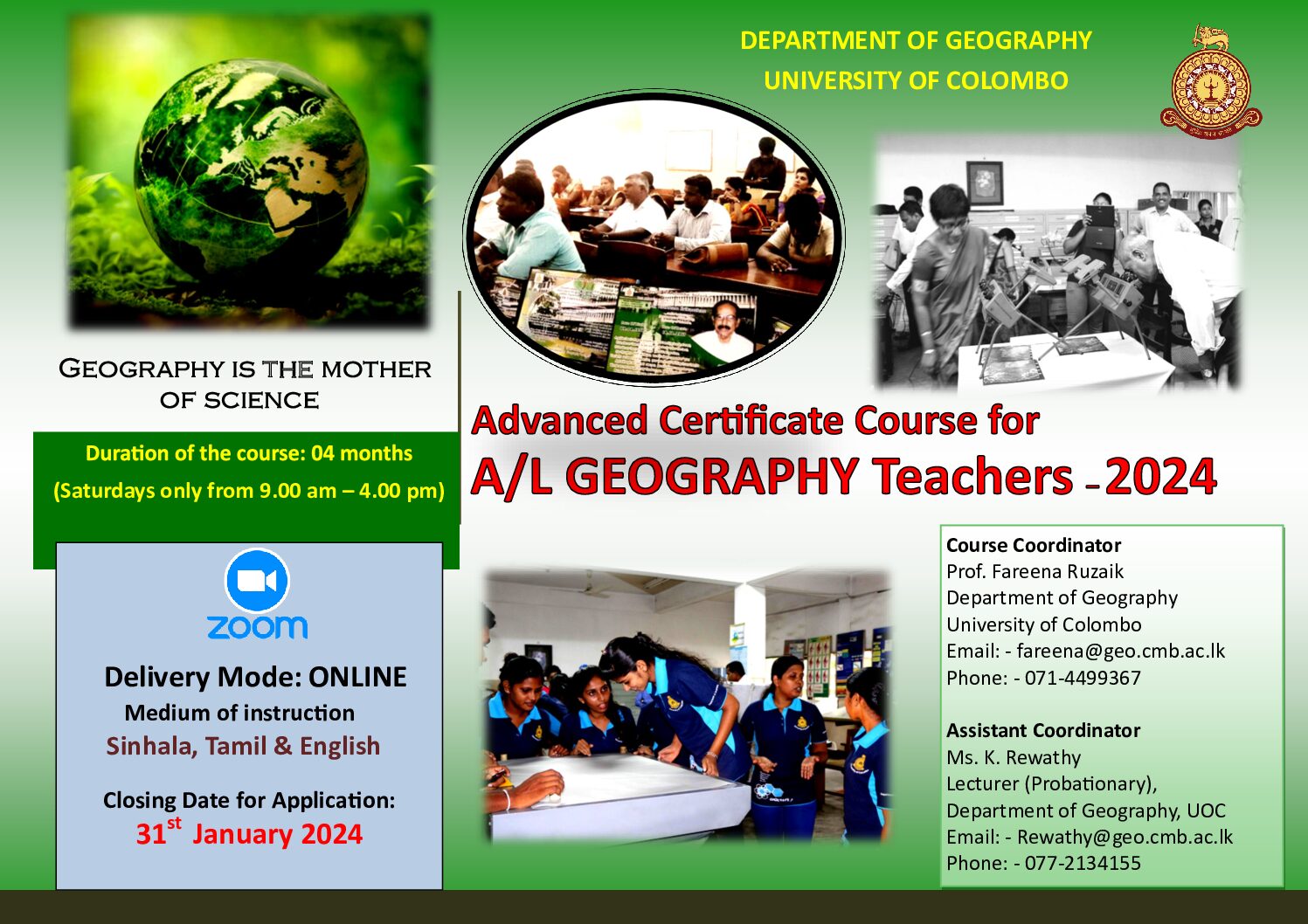 Advanced Certificate Course for AL Geography Teachers
