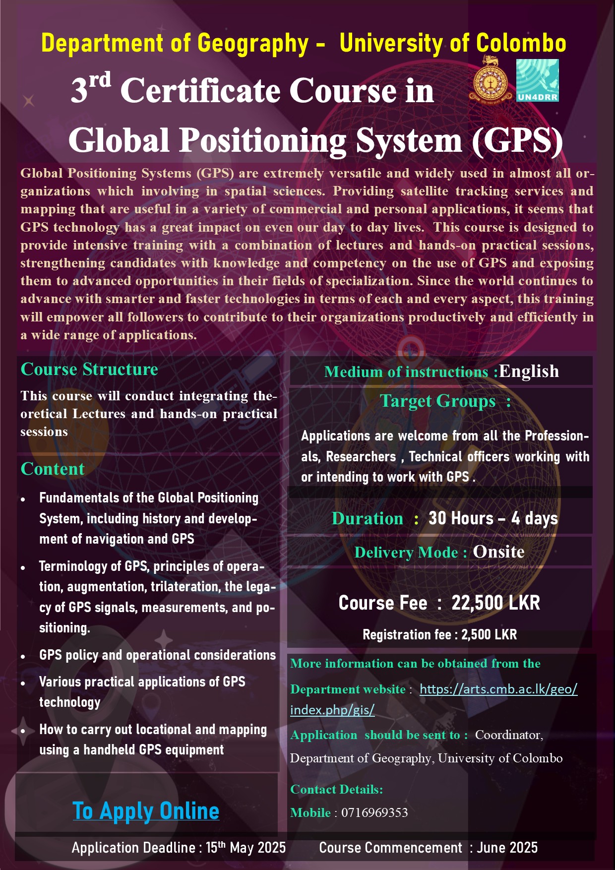 3rd Certificate Course in GPS