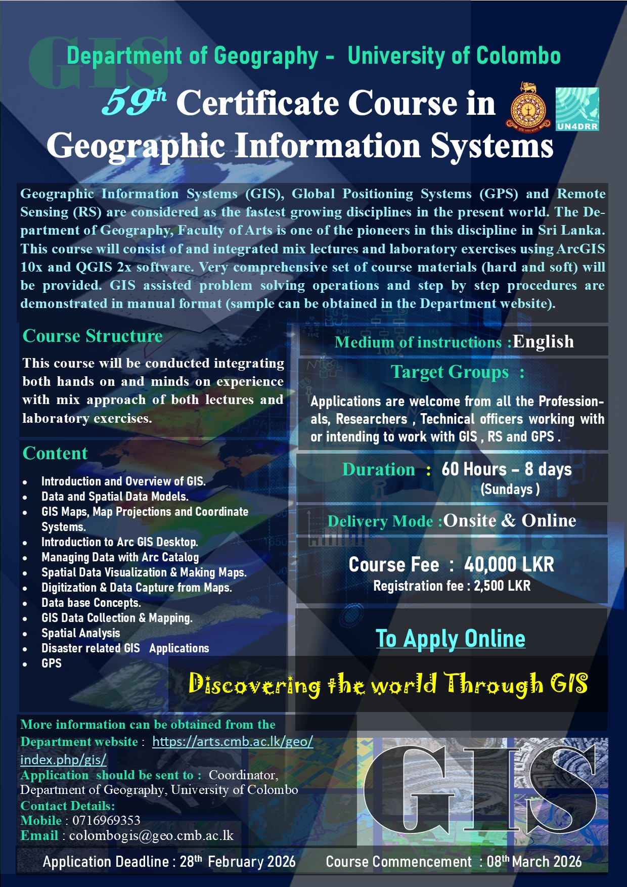 59th Certificate course in Geographic Information Systems