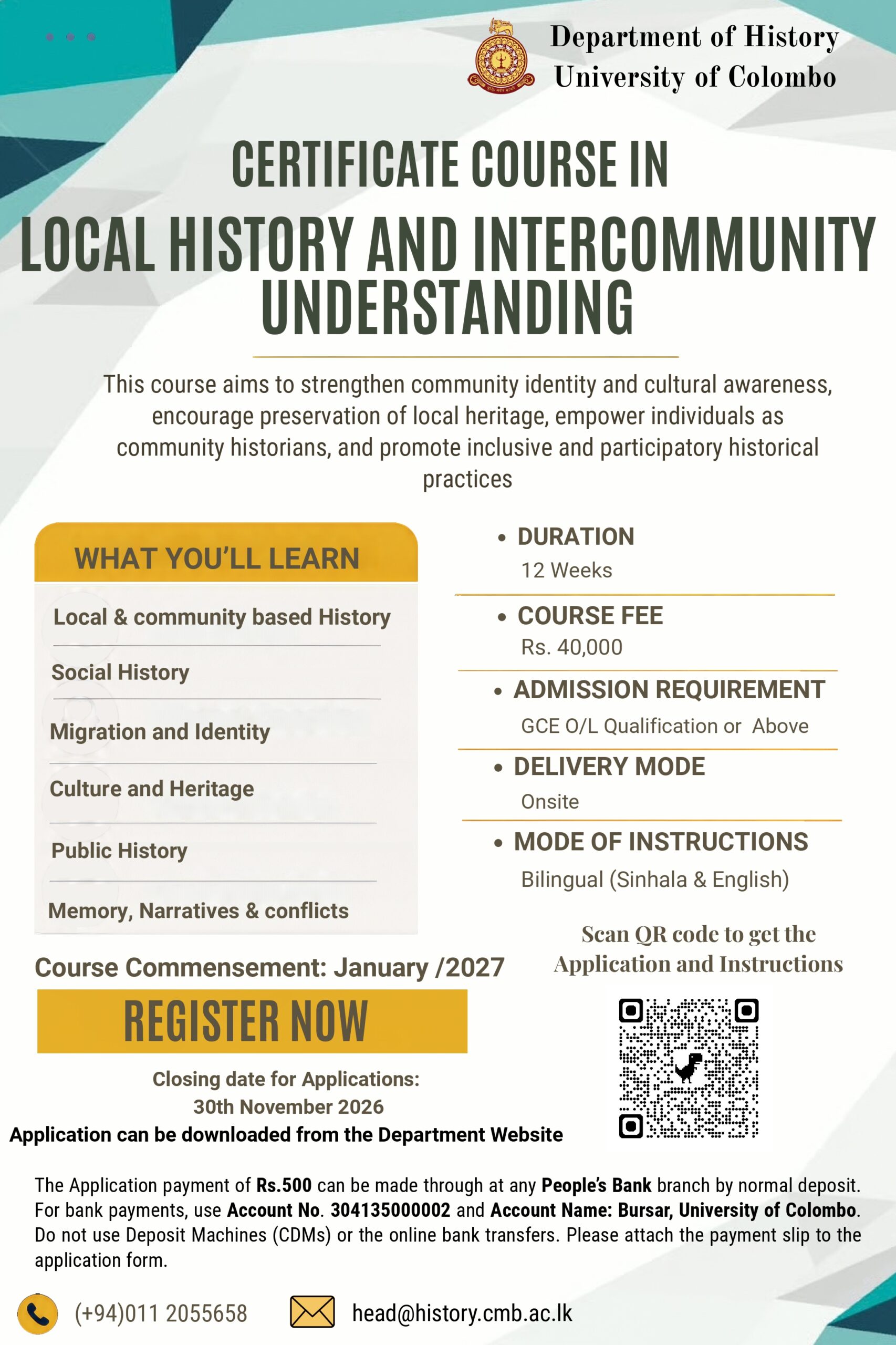 Certificate course in Local History and Intercommunity Understanding