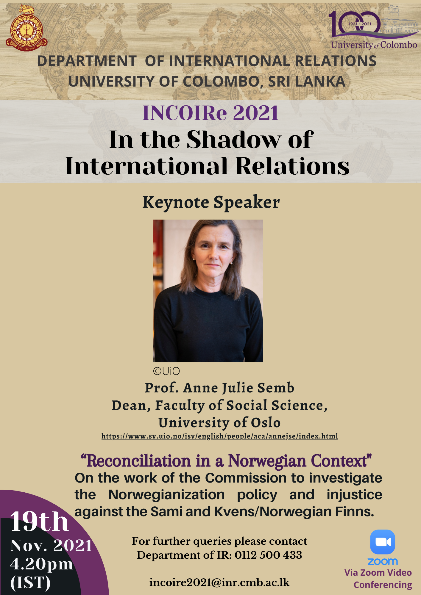 Keynote Speech: “Reconciliation in a Norwegian Context”