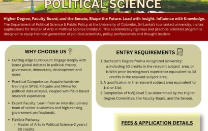 Master of Arts in Political Science (2026/2027) Intake