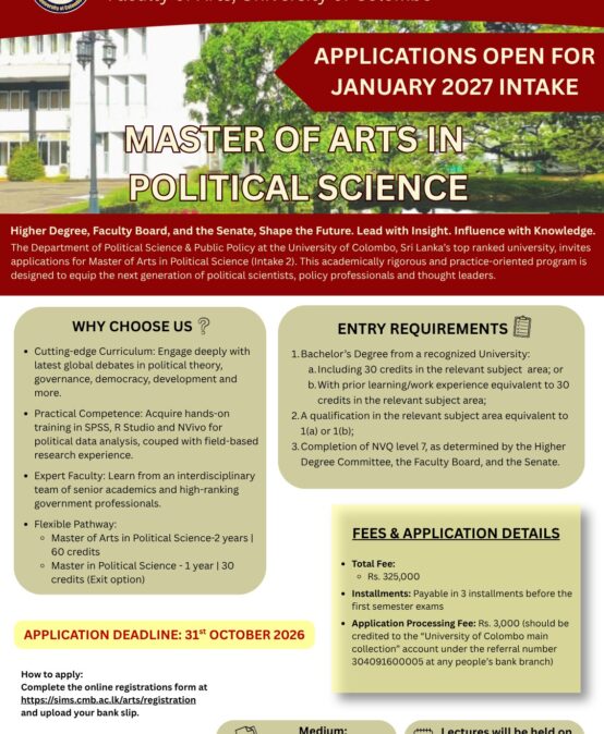 Master of Arts in Political Science (2026/2027) Intake