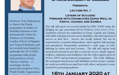 Lecture – Levers of Success: Persons with Disabilities Doing Well in Kenya, Uganda and Zambia
