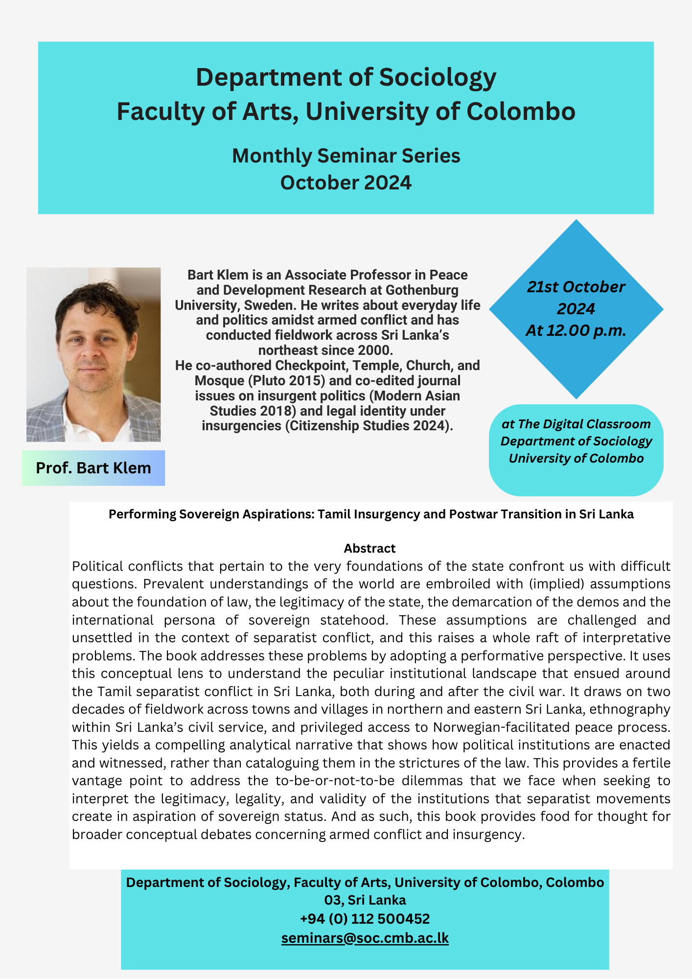 Monthly Seminar Series-Session in October, 2024