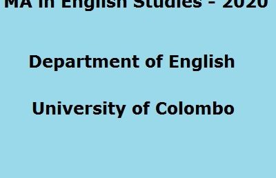 MA in English Studies – 2020
