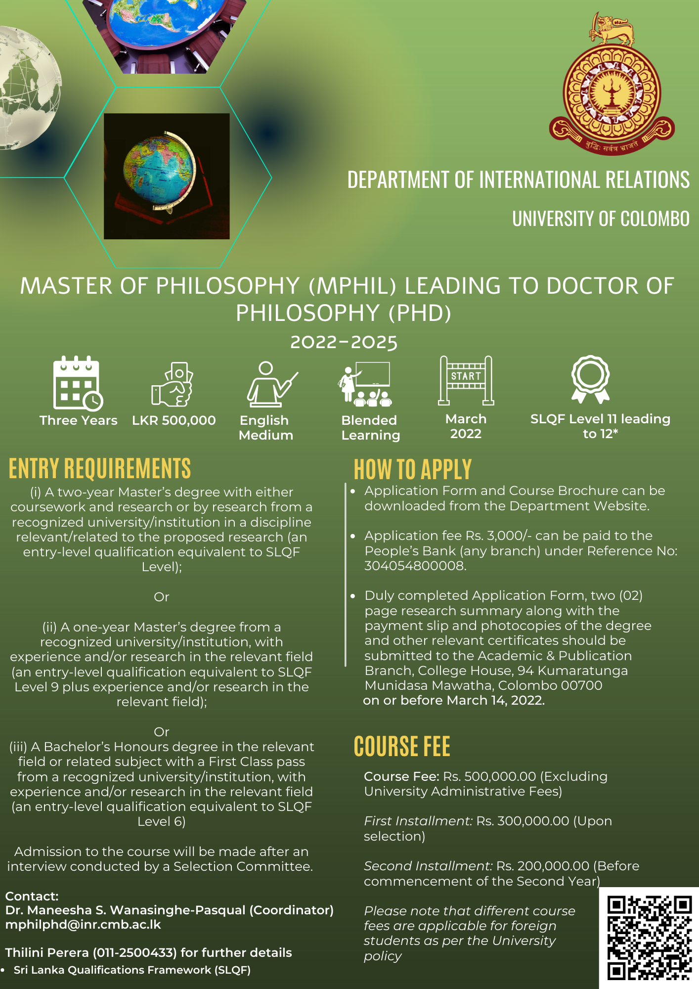 MPhil / PhD Programme in International Relations 2022 – 2025