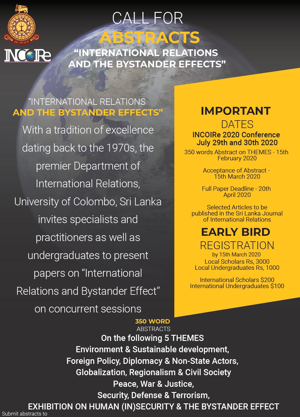 Annual Conference on ‘International Relations & the Bystander Effect’ : 21st -22nd Nov.