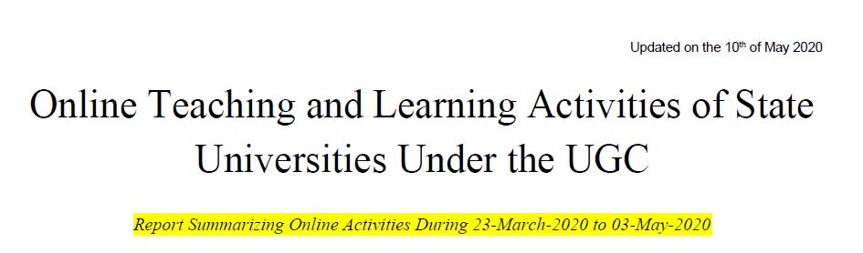 Online Teaching and Learning Activities of State Universities Under the UGC :  10-05-2020