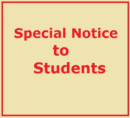 Special Notice to Students