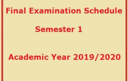 Final Examination Schedule – Semester I – Academic Year 2019/2020