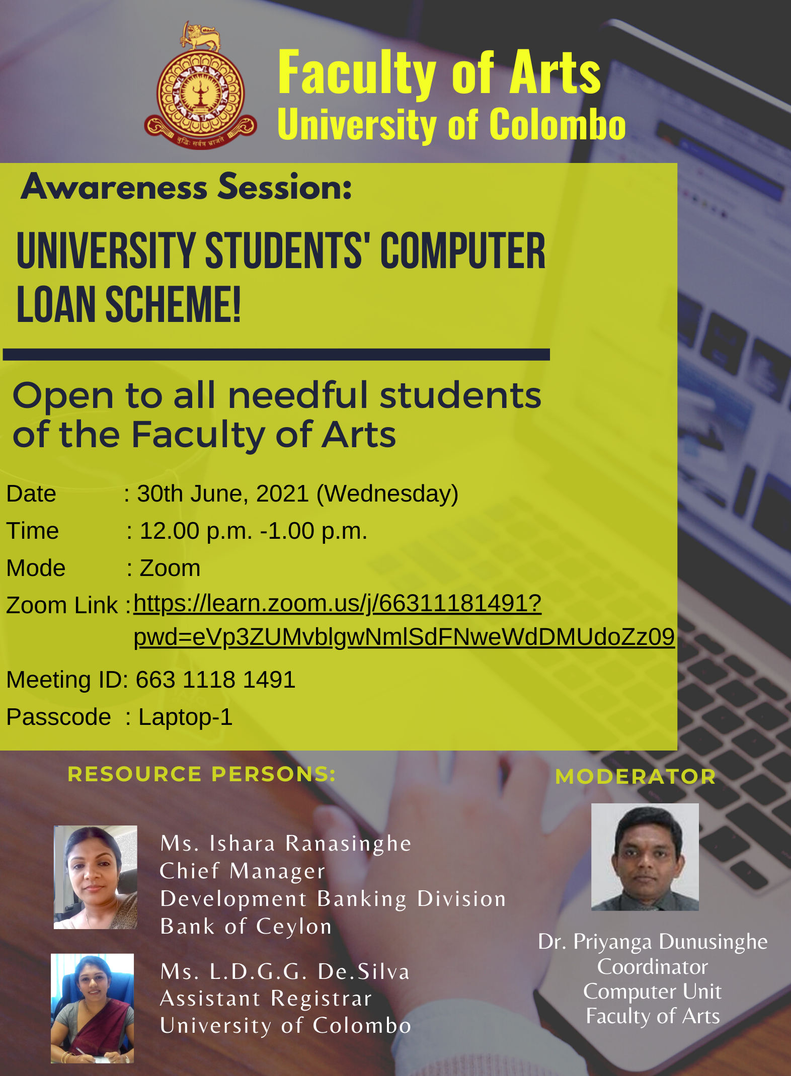 Awareness session on University Students’ Computer Loan Scheme – 30th June