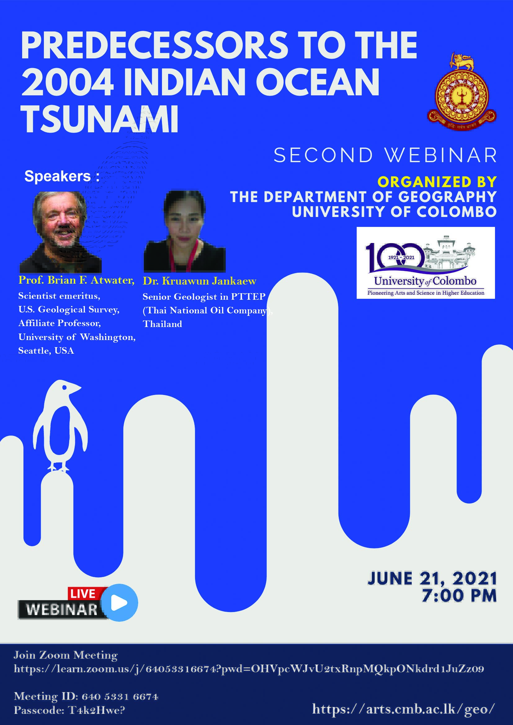 Webinar on Predecessors to the 2004 Indian Ocean Tsunami – 21st June