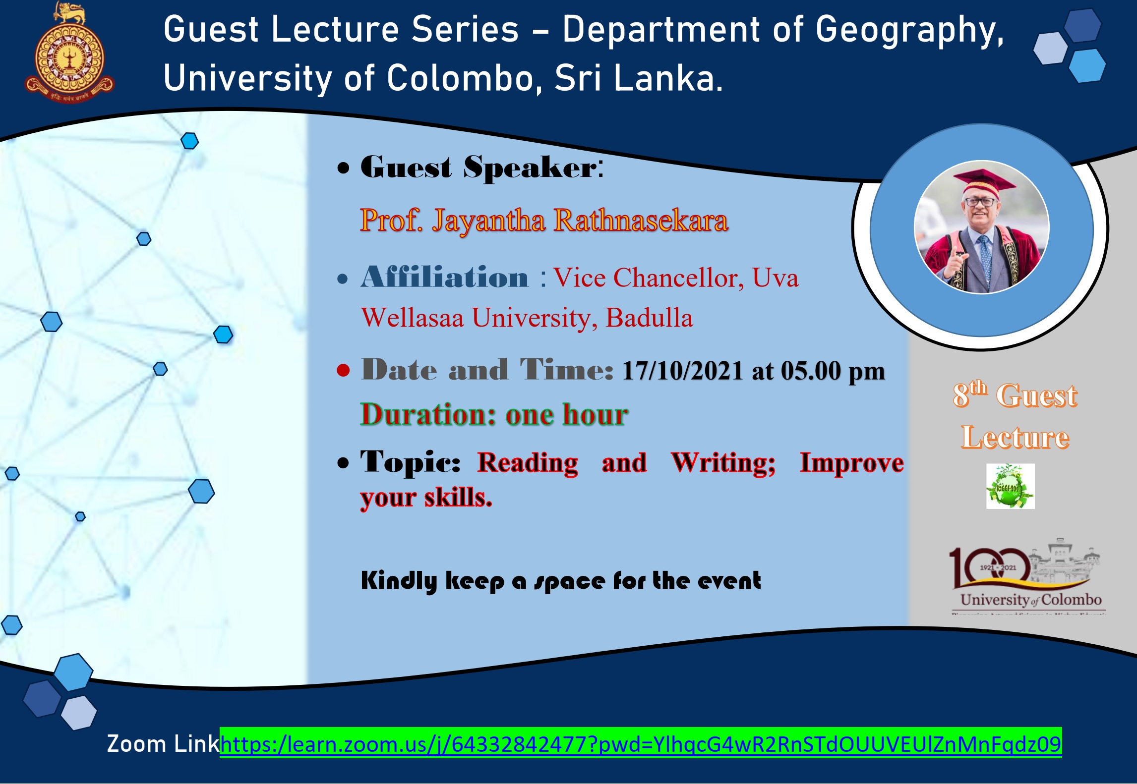 Guest Lecture on ‘Reading and Writing ; Improve your skills’ – 17th Oct.