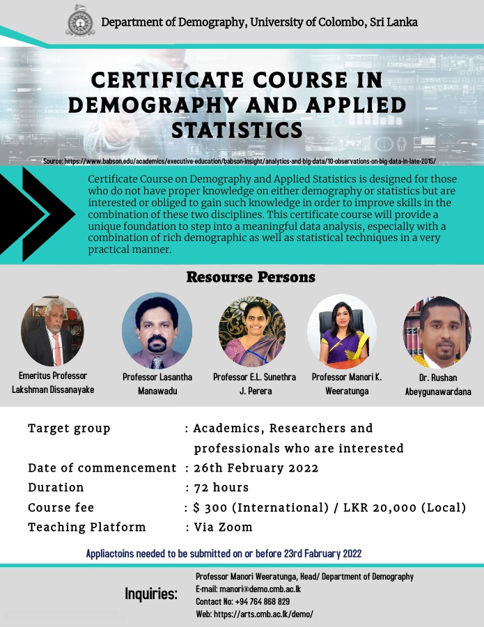 Certificate Course in Demography and Applied Statistics – 2022