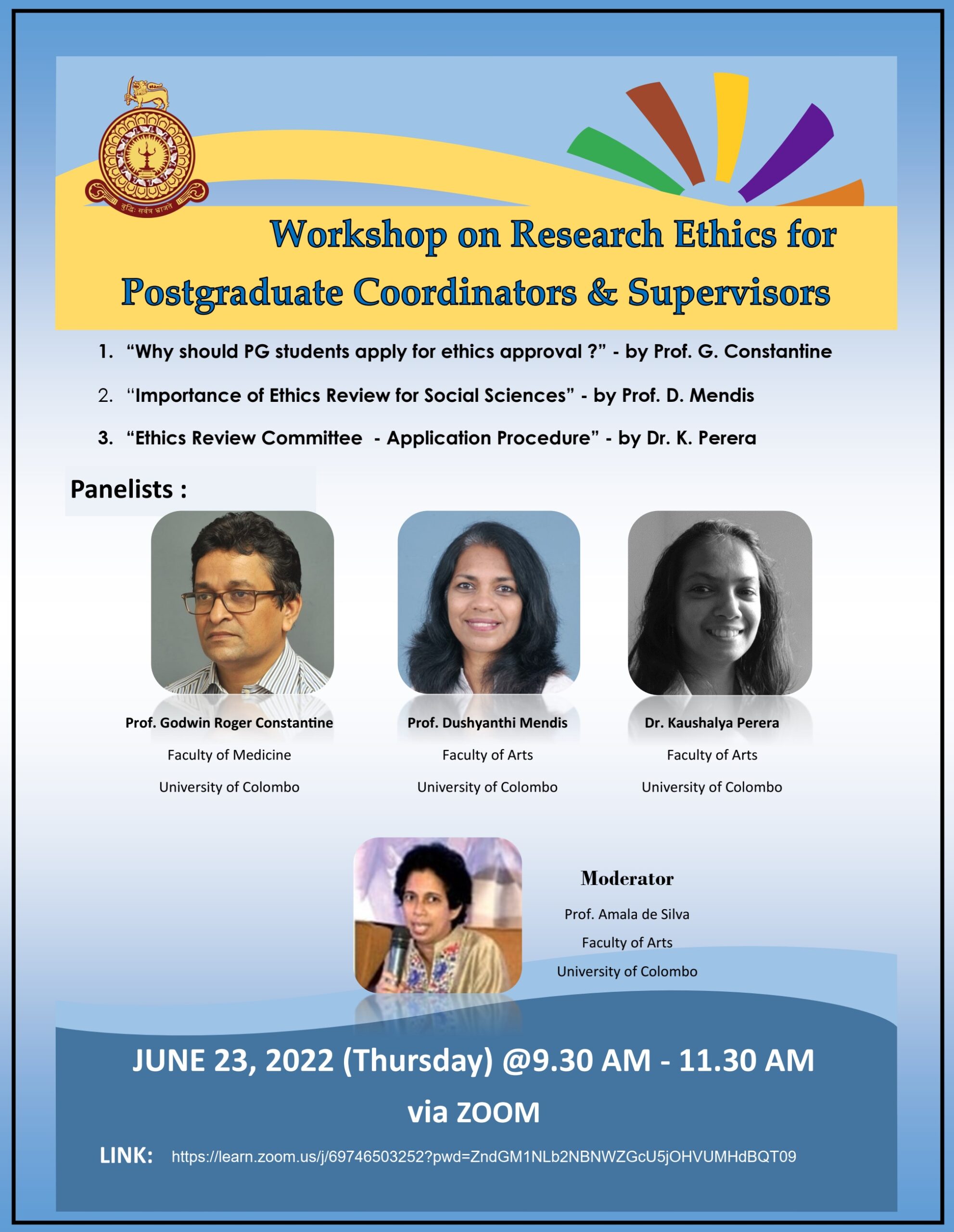 Workshop on ‘Research Ethics for Postgraduate Coordinators and Supervisors’ – 23rd June