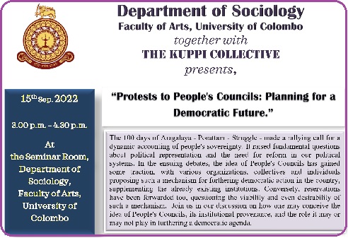 Department of Sociology Monthly Seminar Series – 15th Sept.