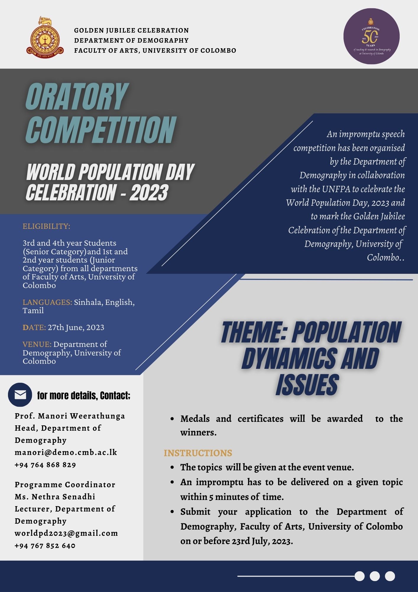 Oratory Competition – Department of Demography