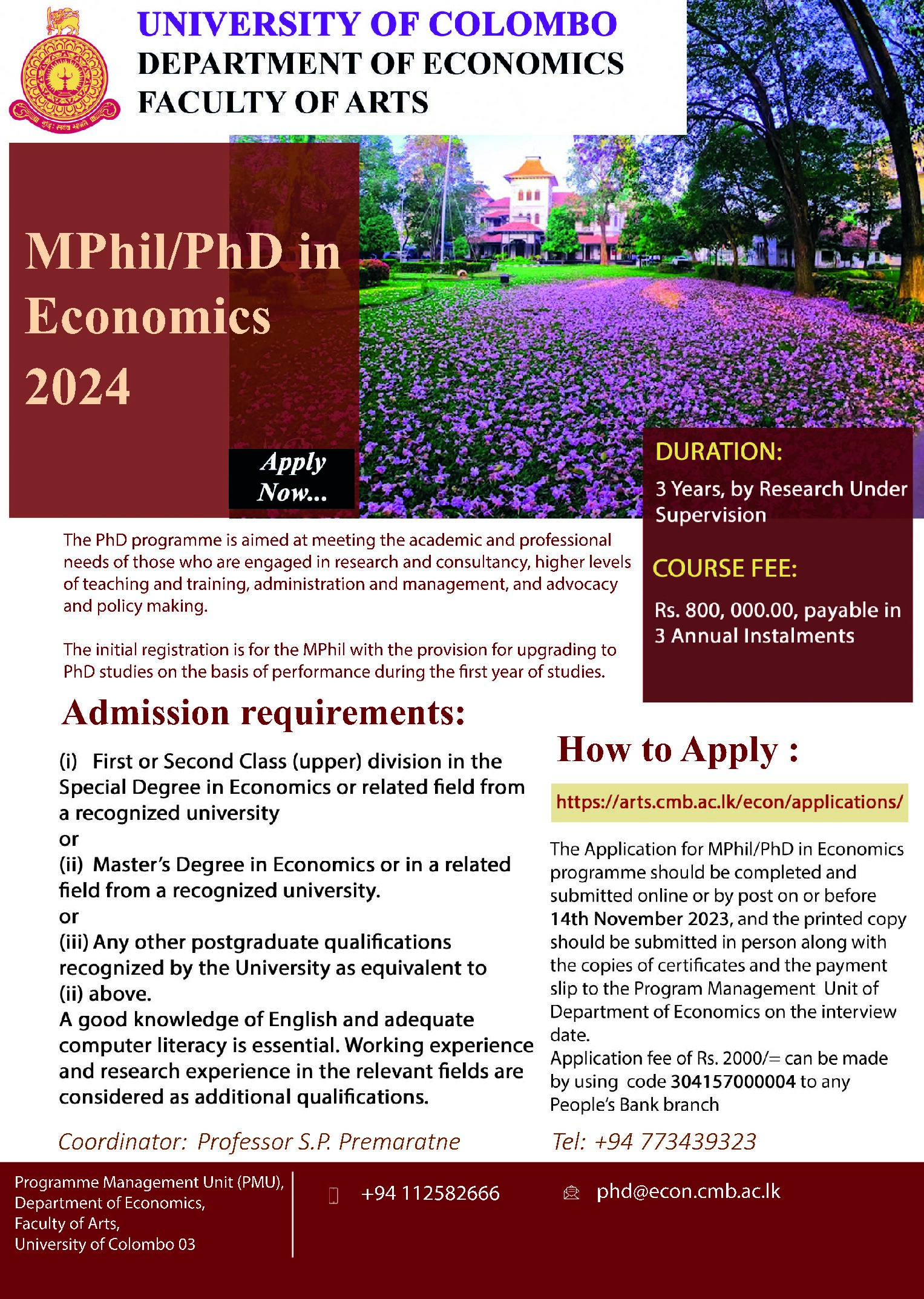 MPhil/PhD in Economics 2024