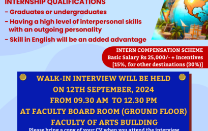 Walk-In Interview on 12th September- Organized by Career Guidance Unit, Faculty of Arts in collaboration with Olanka Travels Pvt. Limited