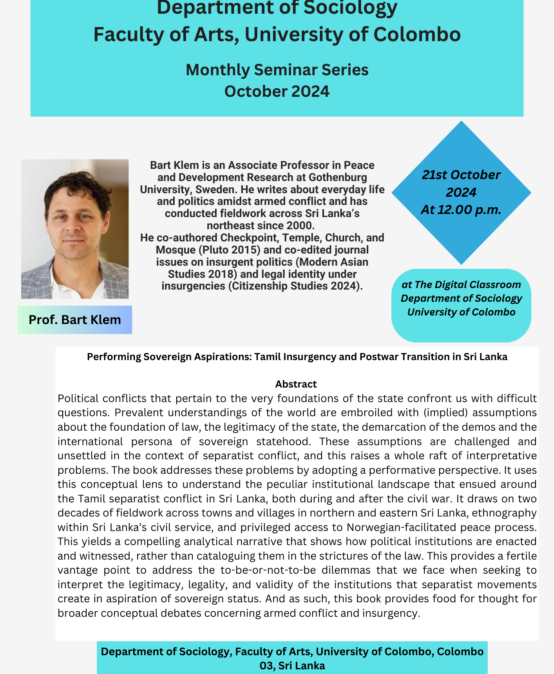 Monthly Seminar Series-Session in October, 2024