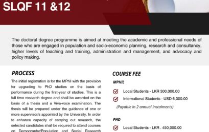 STUDY PROGRAMMES MPhil / PhD in Demography – 2024