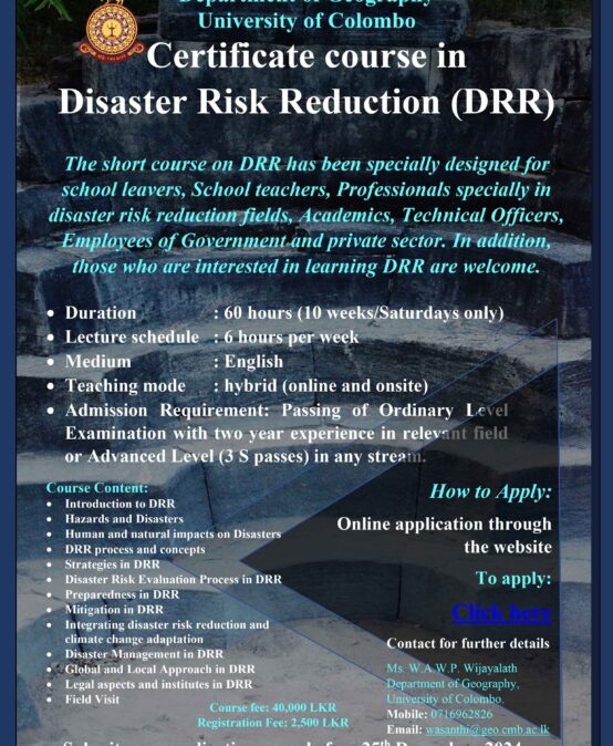 Certificate course in Disaster Risk Reduction (DRR)