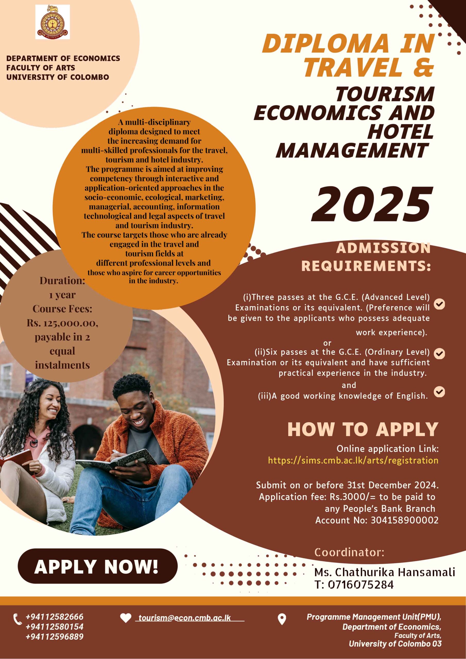 Diploma in Travel & Economics and Hotel Management – 2025